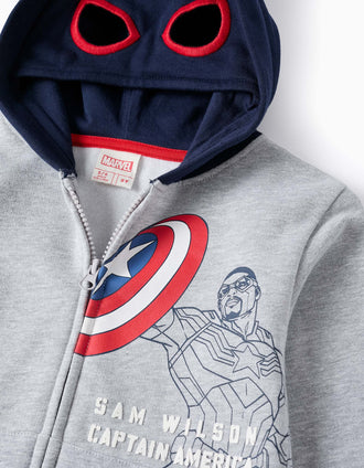Abrigo Perchado con Capucha-máscara para Niño 'Capitán América', Gris