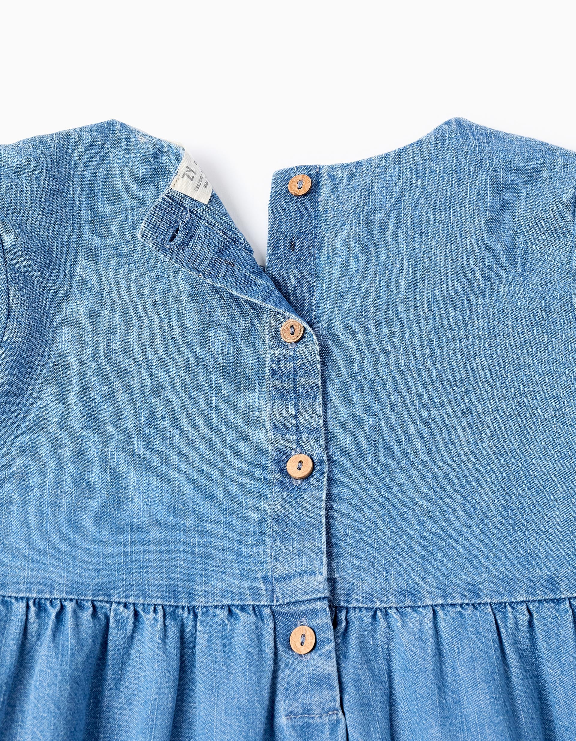 Denim Dress with Embroidery for Girls, Blue