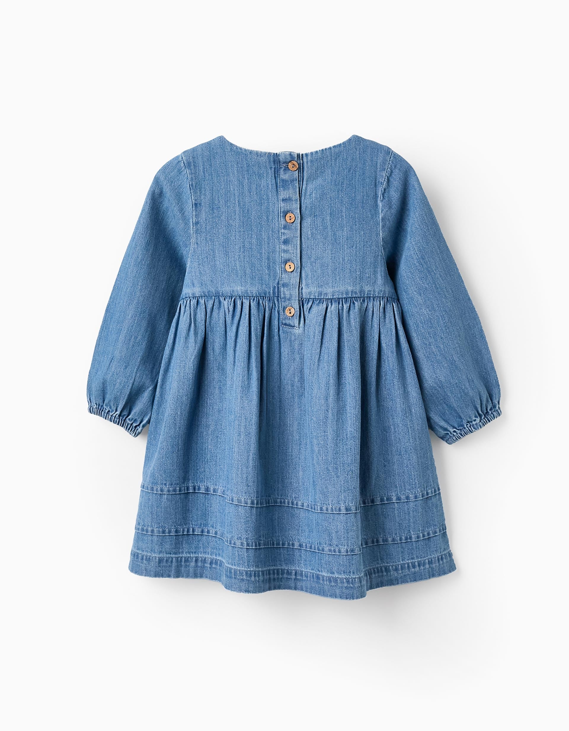 Denim Dress with Embroidery for Baby Girls, Blue