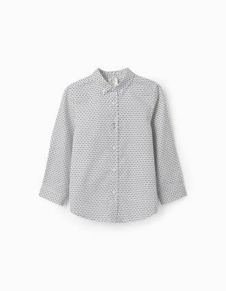 Camisa de Algodón con Estampado para Niño, Blanco