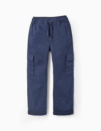 Calças Cargo para Menino 'Slim Fit', Azul Escuro