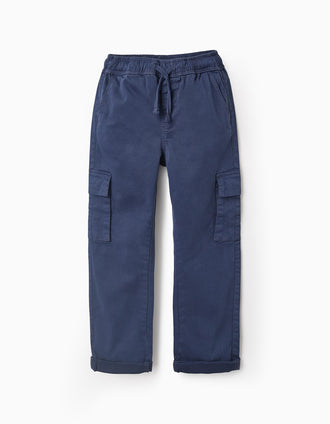 Calças Cargo para Menino 'Slim Fit', Azul Escuro