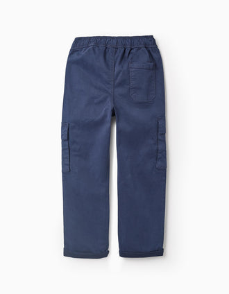 Calças Cargo para Menino 'Slim Fit', Azul Escuro