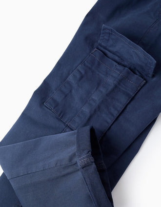 Calças Cargo para Menino 'Slim Fit', Azul Escuro