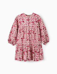 Robe Florale pour Fille, Rose/Beige