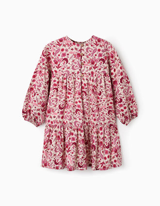 Vestido Floral para Niña, Rosa/Beige
