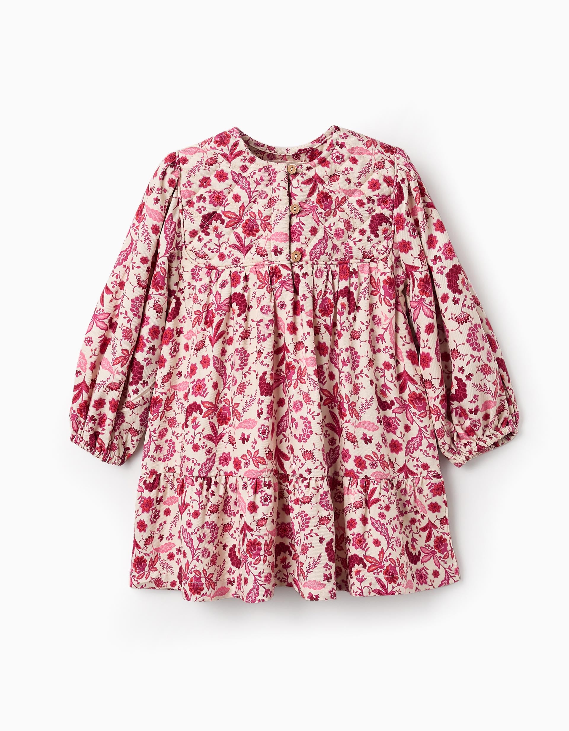 Floral Dress for Baby Girls, Pink/Beige