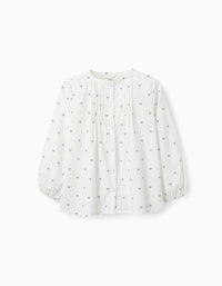 Camisa Floral en Algodón para Niña, Blanco