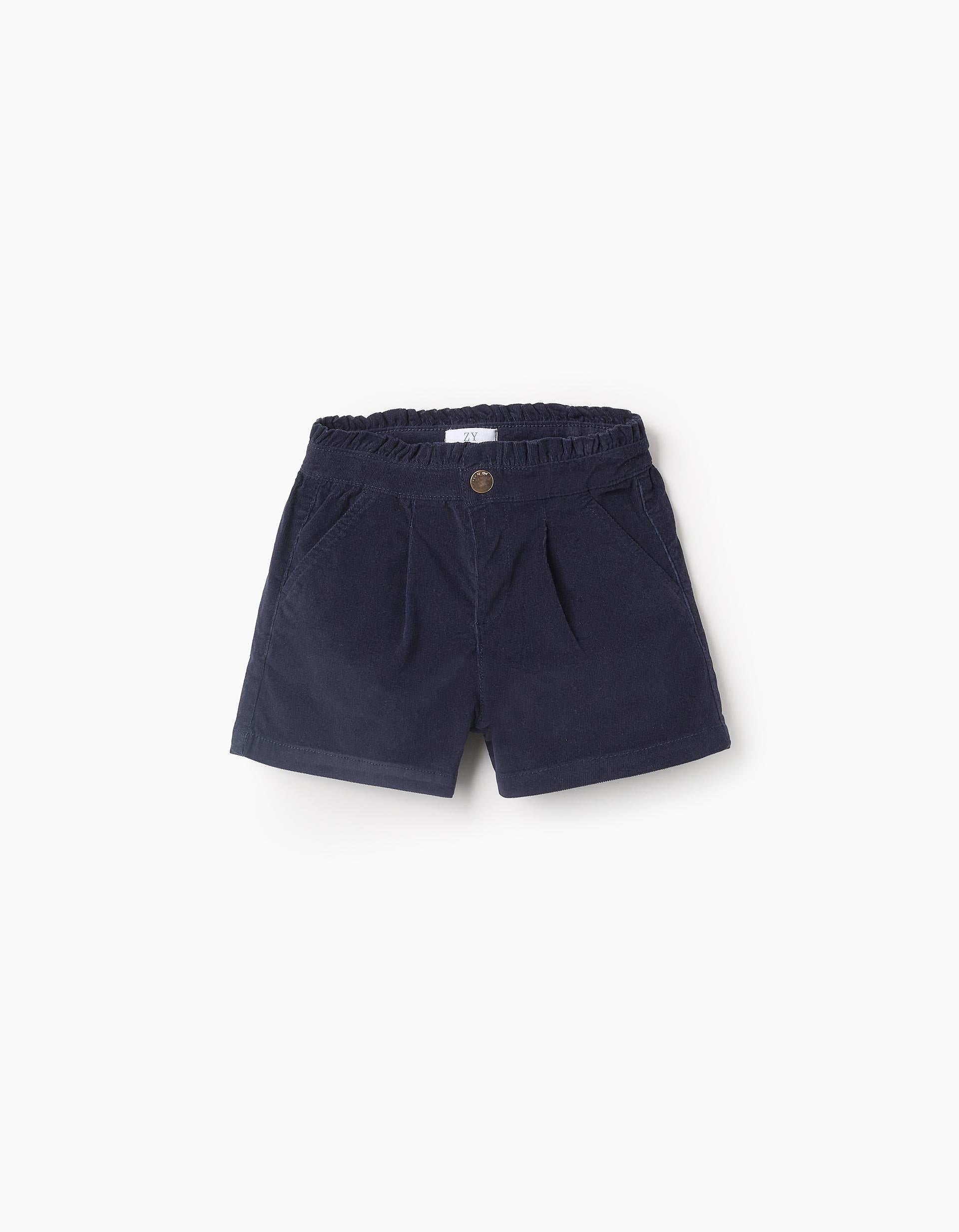 Corduroy Shorts for Girls, Dark Blue