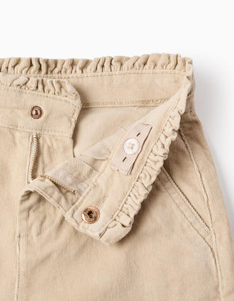 Corduroy Trousers for Girls 'Wide Leg', Beige