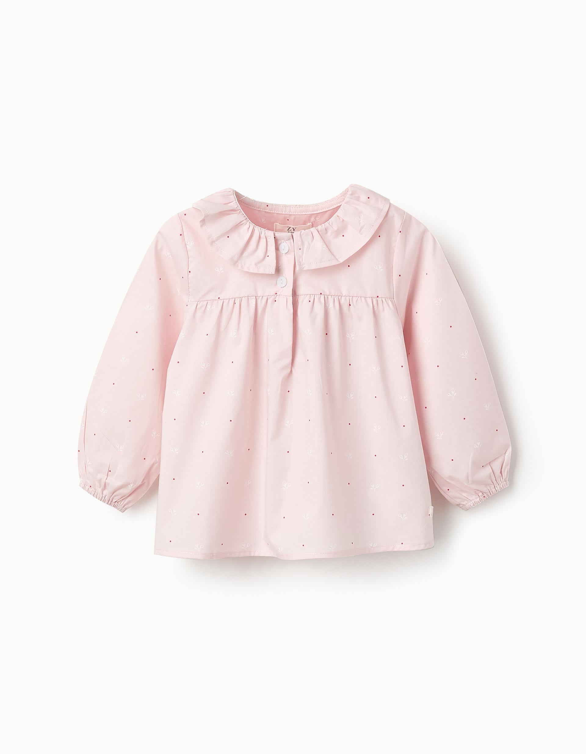 Floral Cotton Blouse for Baby Girls, Pink