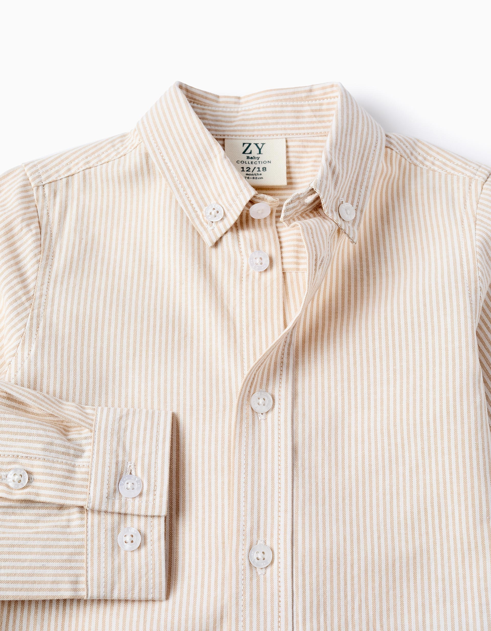 Cotton Striped Shirt for Baby Boys, Beige/White