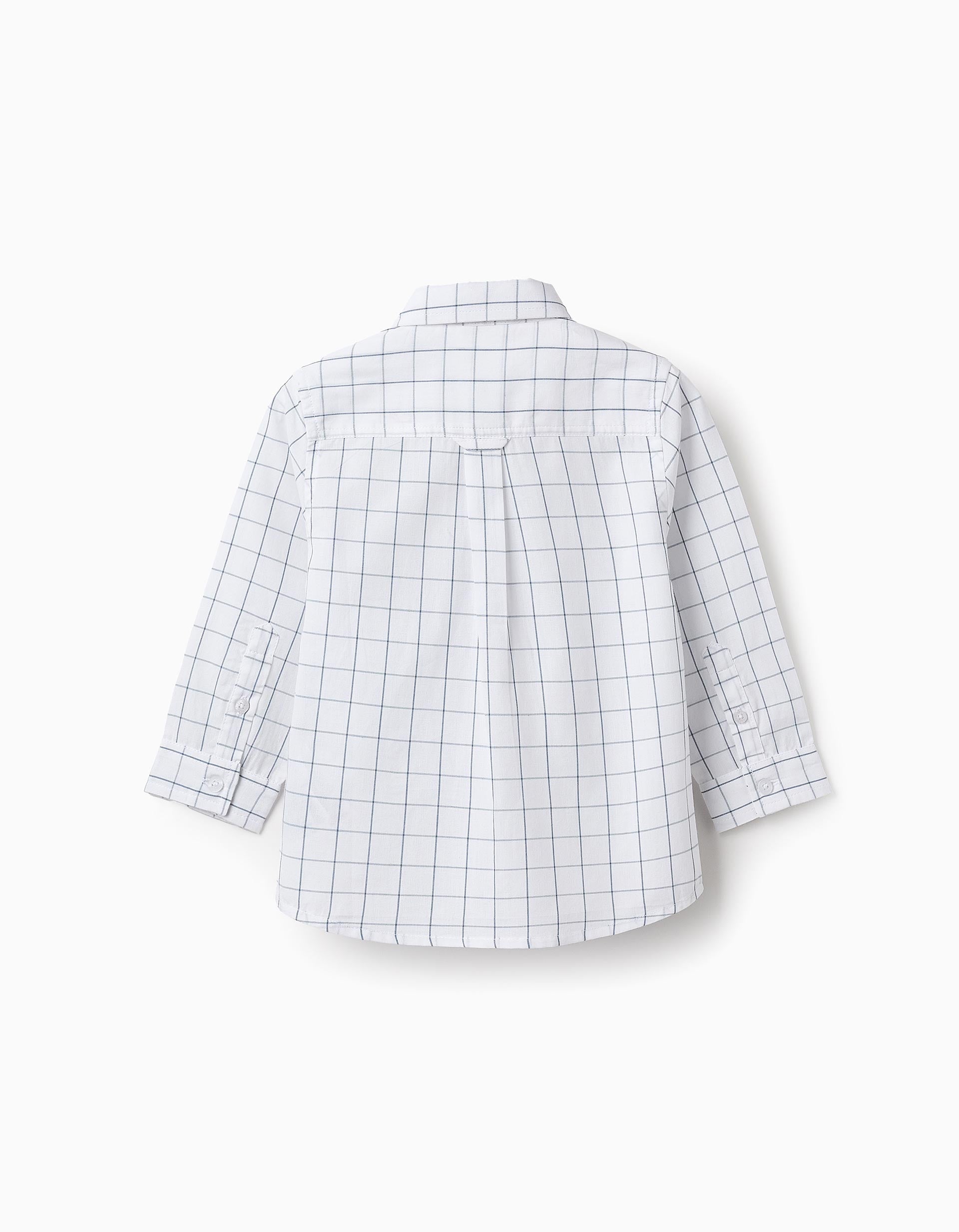 Checked Cotton Shirt for Baby Boys, White