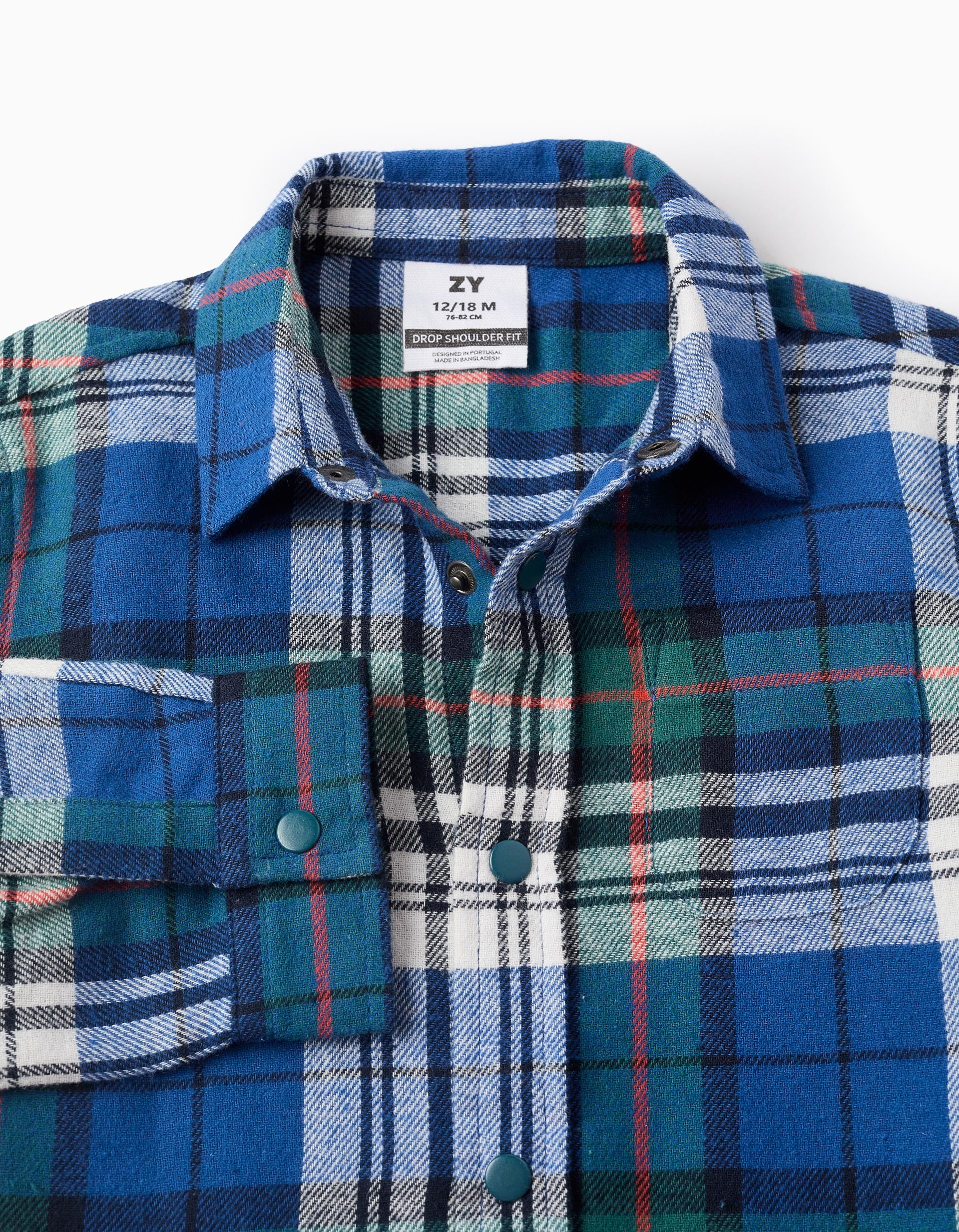 Flannel Checked Shirt for Baby Boys, Blue