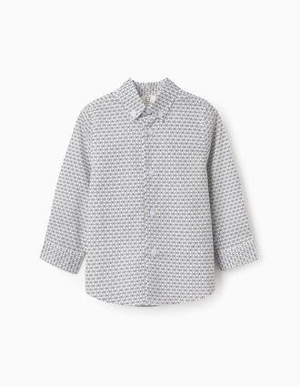 Chemise en Coton à Motif pour Bébé Garçon, Blanc