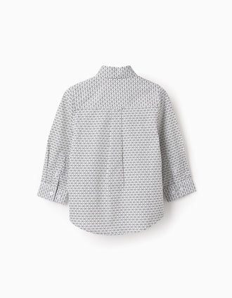 Chemise en Coton à Motif pour Bébé Garçon, Blanc