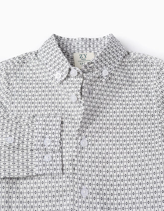Chemise en Coton à Motif pour Bébé Garçon, Blanc