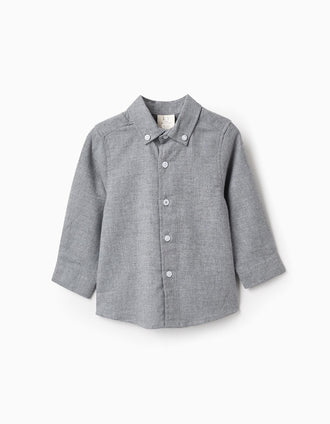 Camisa de Algodão para Bebé Menino, Cinza