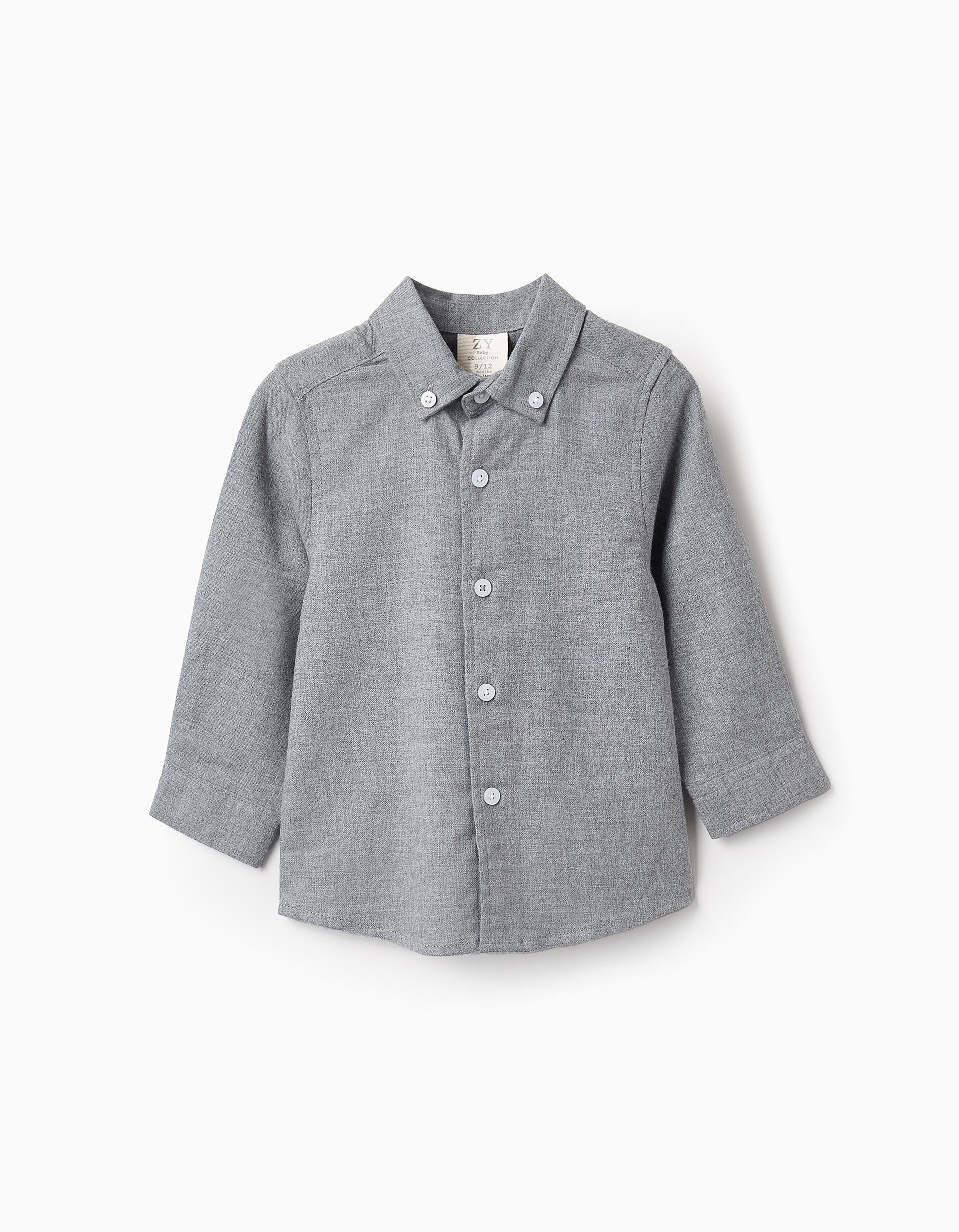 Cotton Shirt for Baby Boys, Grey