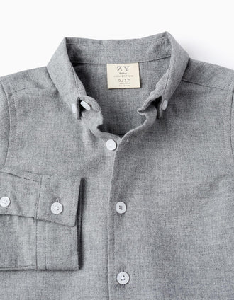 Camisa de Algodão para Bebé Menino, Cinza