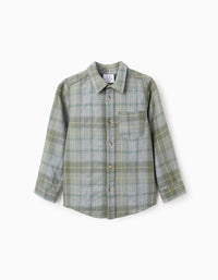 Chemise en Flanelle à Carreaux pour Garçon, Vert/Grise