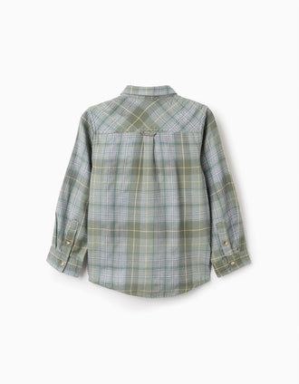 Chemise en Flanelle à Carreaux pour Garçon, Vert/Grise