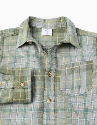 Chemise en Flanelle à Carreaux pour Garçon, Vert/Grise