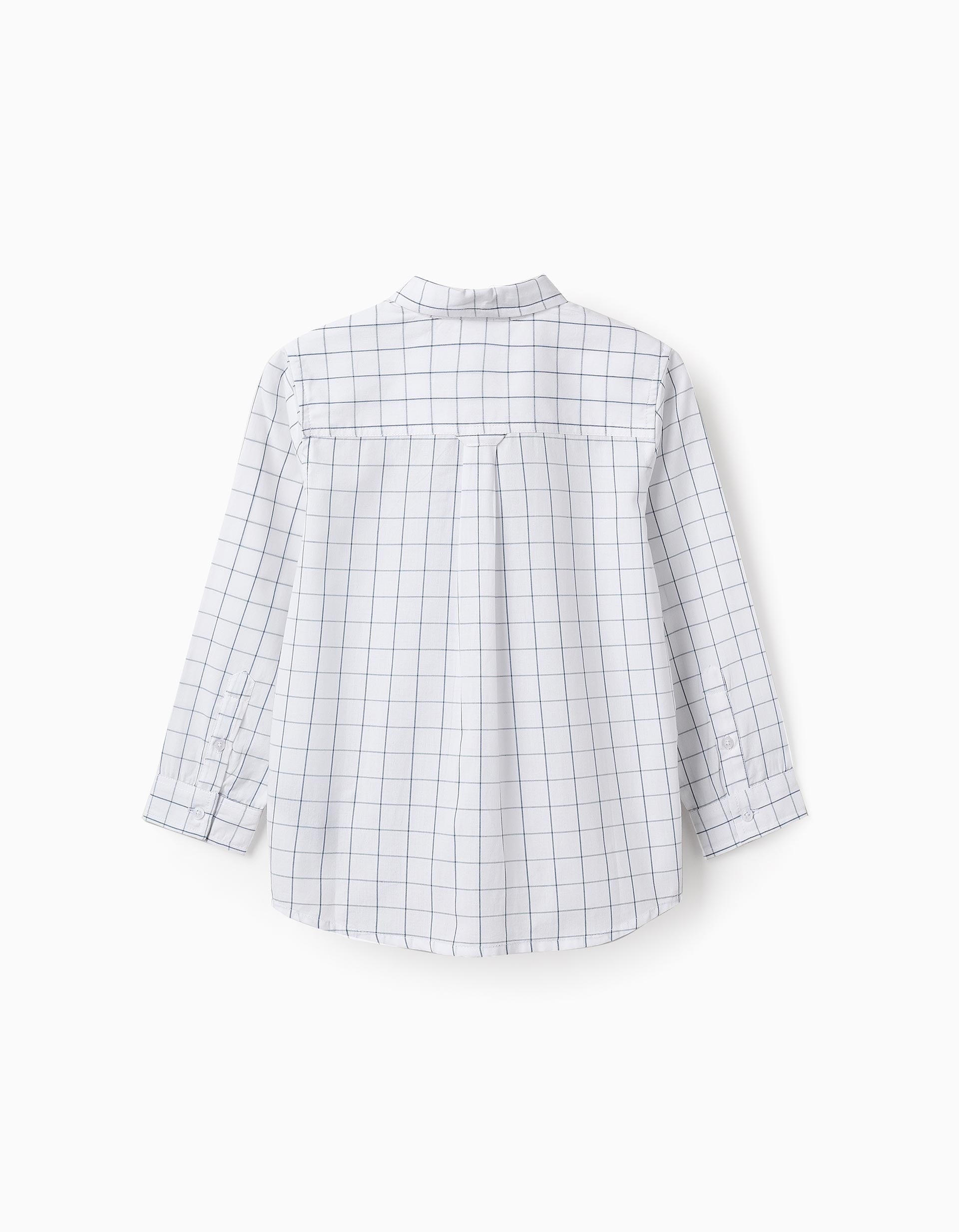 Checked Cotton Shirt for Boys, White