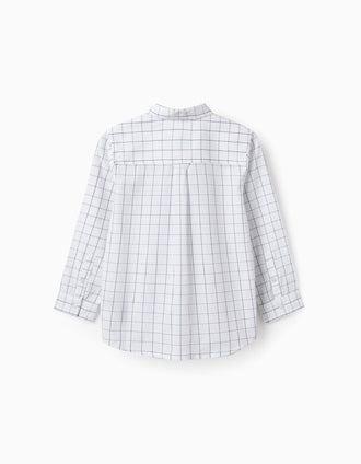 Chemise en Coton à Carreaux pour Garçon, Blanc