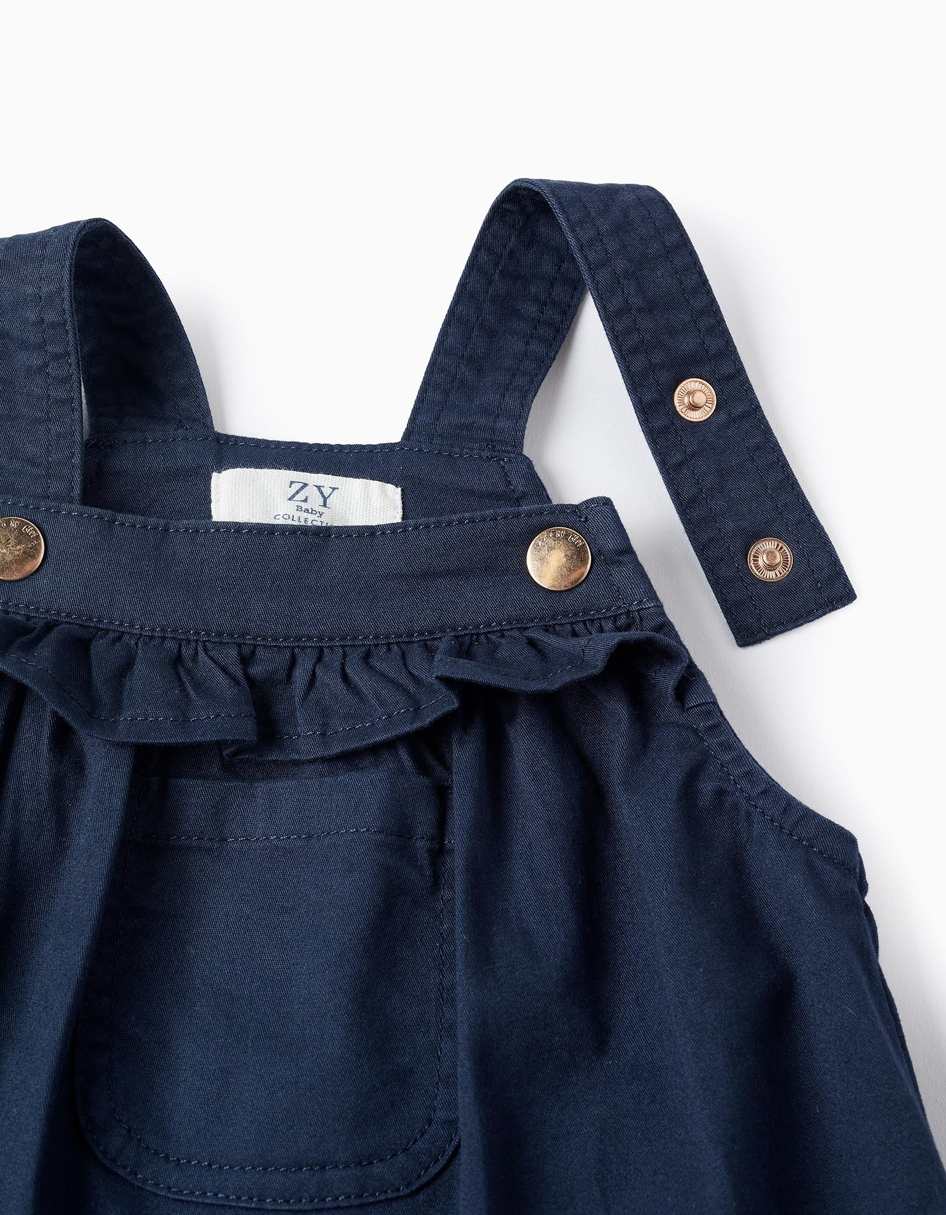 Floral Jumper + Pinafore Dress for Baby Girls, Dark Blue