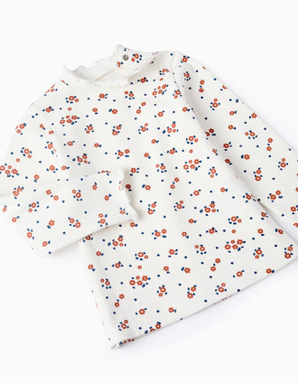 Camisola Floral + Saia de Peito para Bebé Menina, Azul Escuro