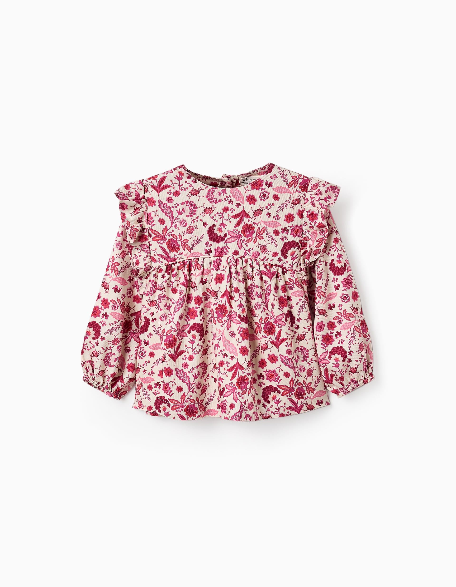 Floral Blouse for Baby Girls, Pink/Beige