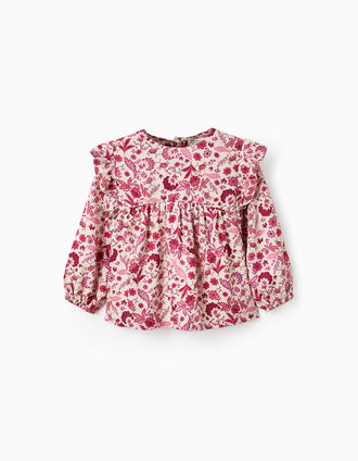 Blusa Floral para Bebé Niña, Rosa/Beige