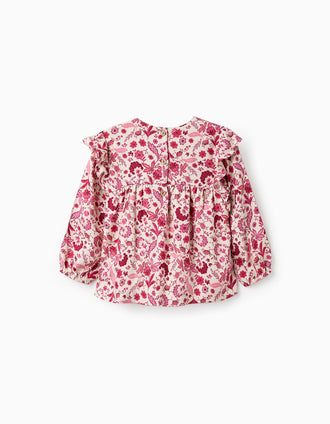 Blusa Floral para Bebé Niña, Rosa/Beige