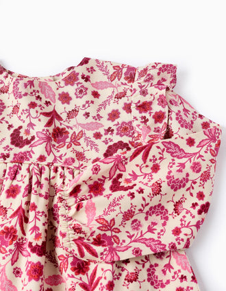 Blusa Floral para Bebé Niña, Rosa/Beige