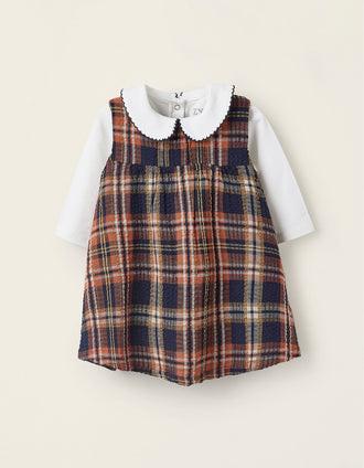 Body + Vestido para Recém-Nascida 'B&S', Branco/Multicolor