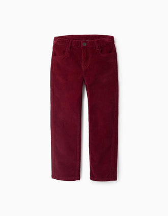 Pantalón de Pana para Niño 'Slim', Burdeos