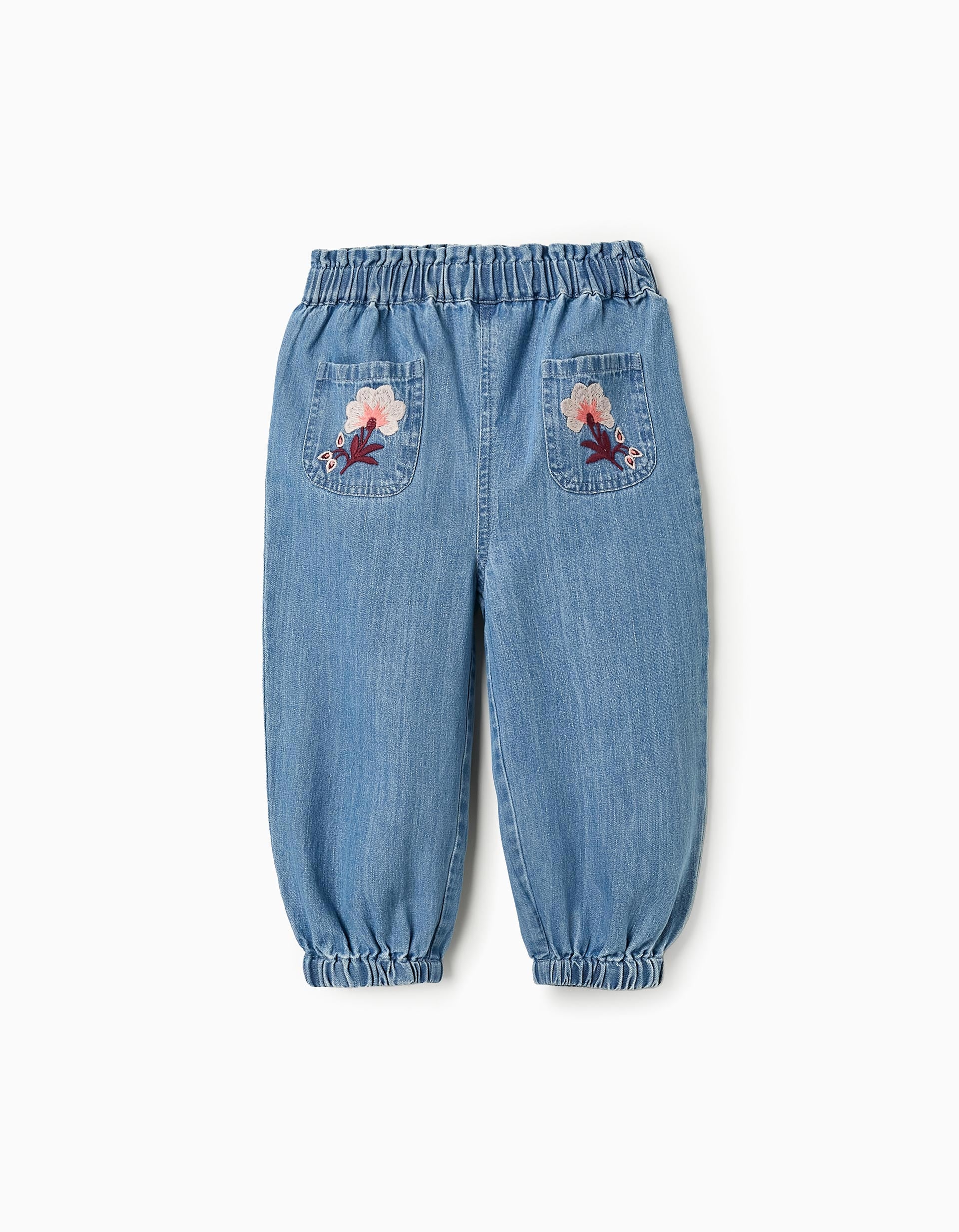 Baggy Jeans with Embroidery for Baby Girls, Blue