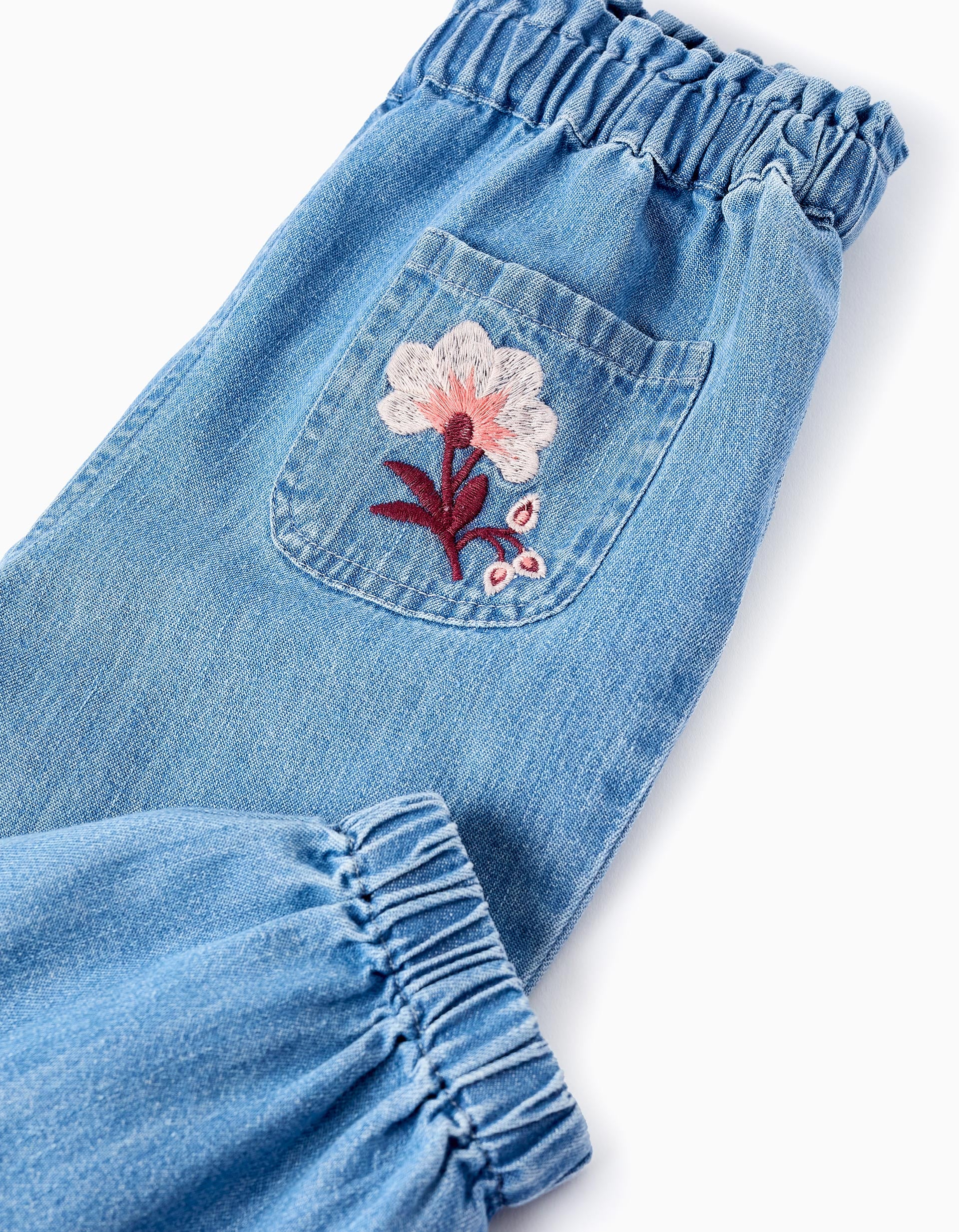 Baggy Jeans with Embroidery for Baby Girls, Blue