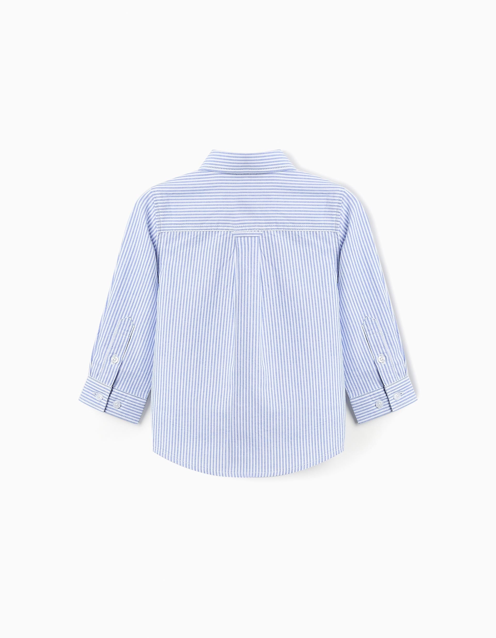 Cotton Striped Shirt for Baby Boys, White/Blue