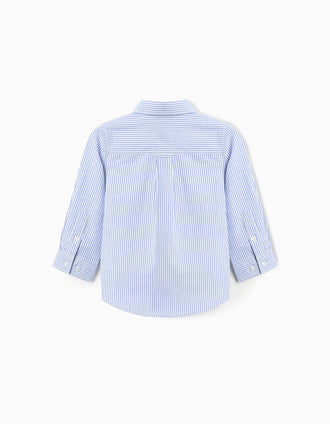 Chemise en Coton à Rayures pour Bébé Garçon, Blanc/Bleu