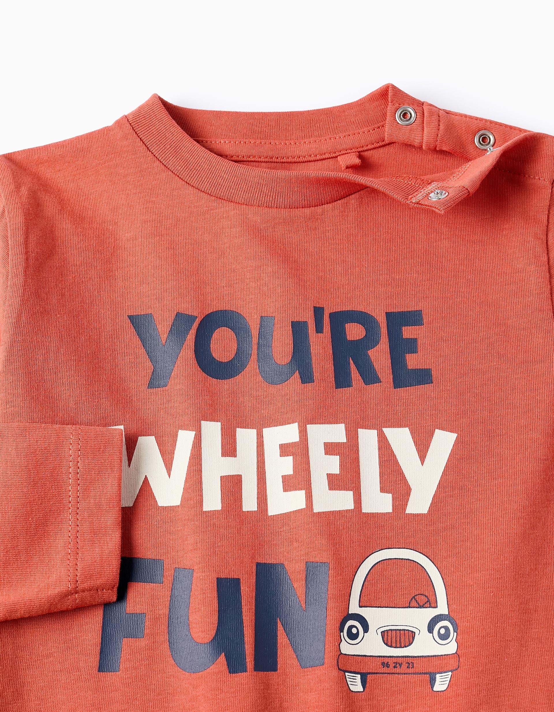 Cotton Long-sleeved T-shirt for Baby Boys 'Car', Orange