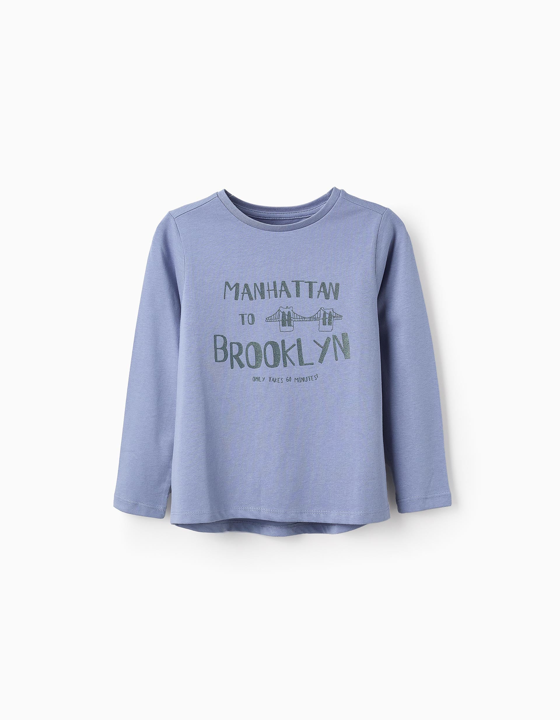 Long-sleeved T-shirt with Glitter for Girls 'NYC', Blue