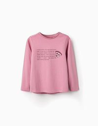 T-shirt à manches longues avec paillettes pour Fille 'NY Pizza', Rose