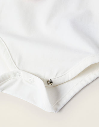 Body com Folhos e Renda para Recém-Nascida, Branco/Laranja