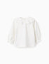 T-shirt à Manches Longues avec Broderie Anglaise pour Bébé Fille, Blanc