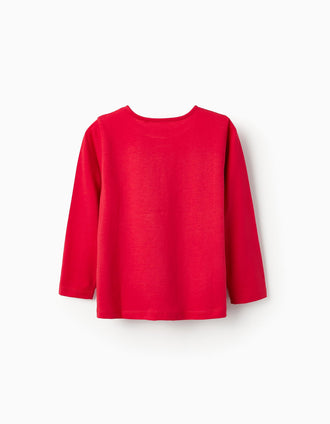 T-shirt de Manga Comprida para Menina '1 2 3', Vermelho
