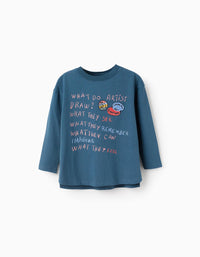 T-shirt de Manga Comprida para Menina 'Artist', Turquesa