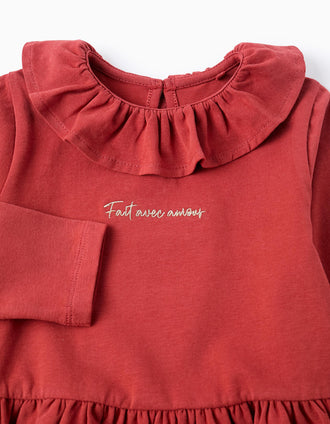 Camiseta de Manga Larga con Volantes para Niña, Naranja