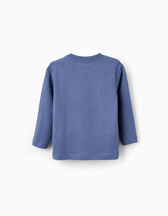 T-SHIRT DE MANCHES LONGUES EN COTON POUR BÉBÉ GARÇON 'FRIEND', BLEU